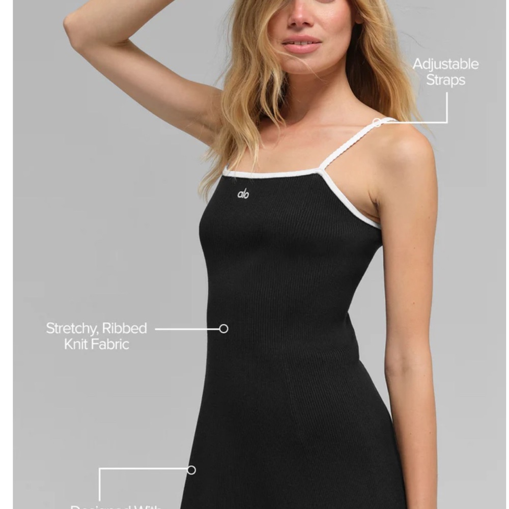 ALO Yoga Black Mini Dress with White Trim
